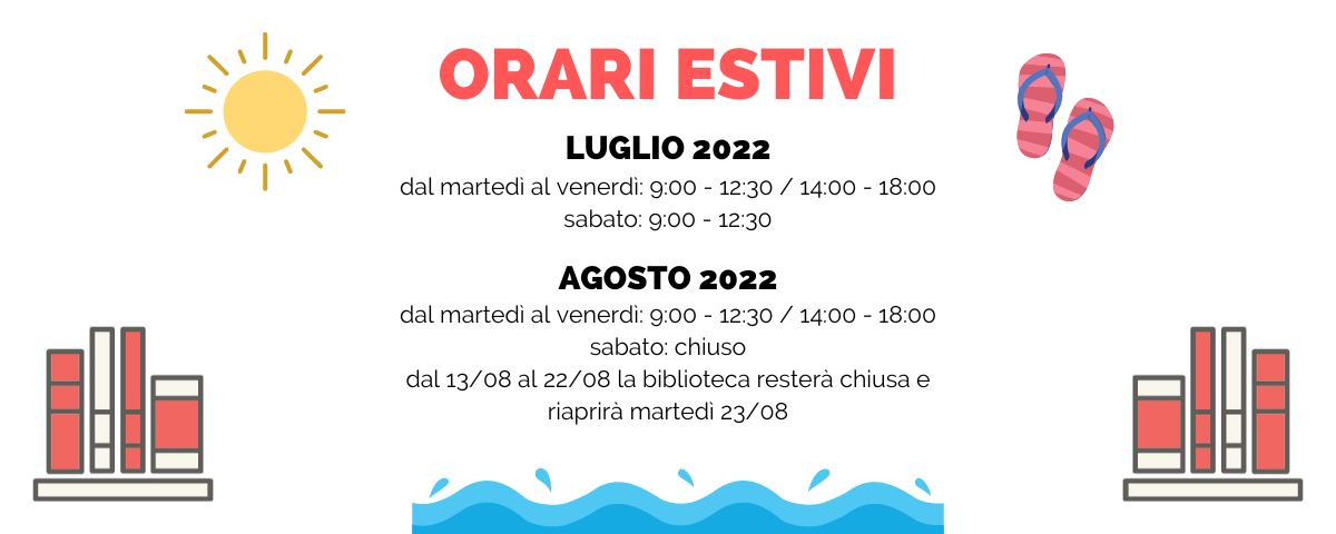 Orari e chiusure estive della Biblioteca Civica (1 luglio-31 agosto)